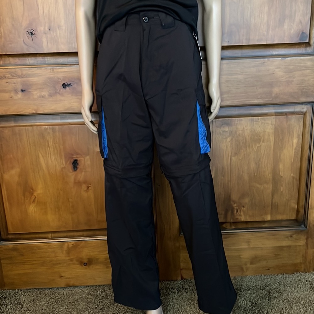 Burnside Snowboard Ski Hiking Pants Cargo 2 in 1 Zip Shorts Convertible Blk/Blue
